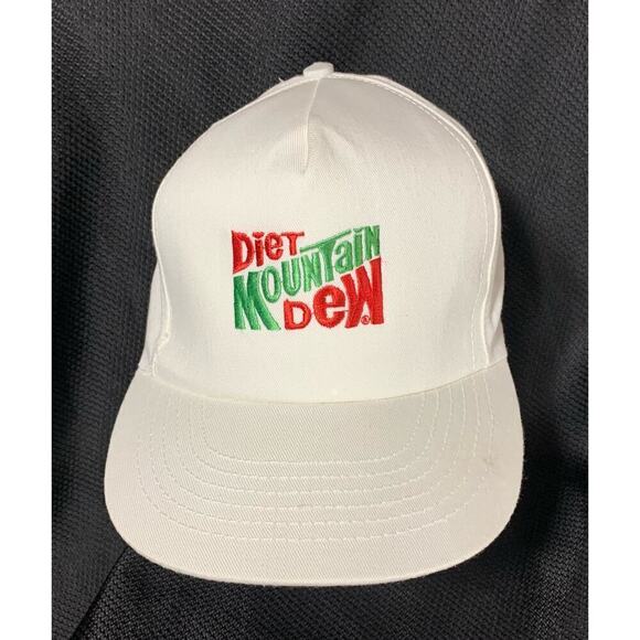 Vintage White Diet Mountain Dew Hat SnapBack Stylemaster Cap Made In USA Mt. Dew - Picture 3 of 11